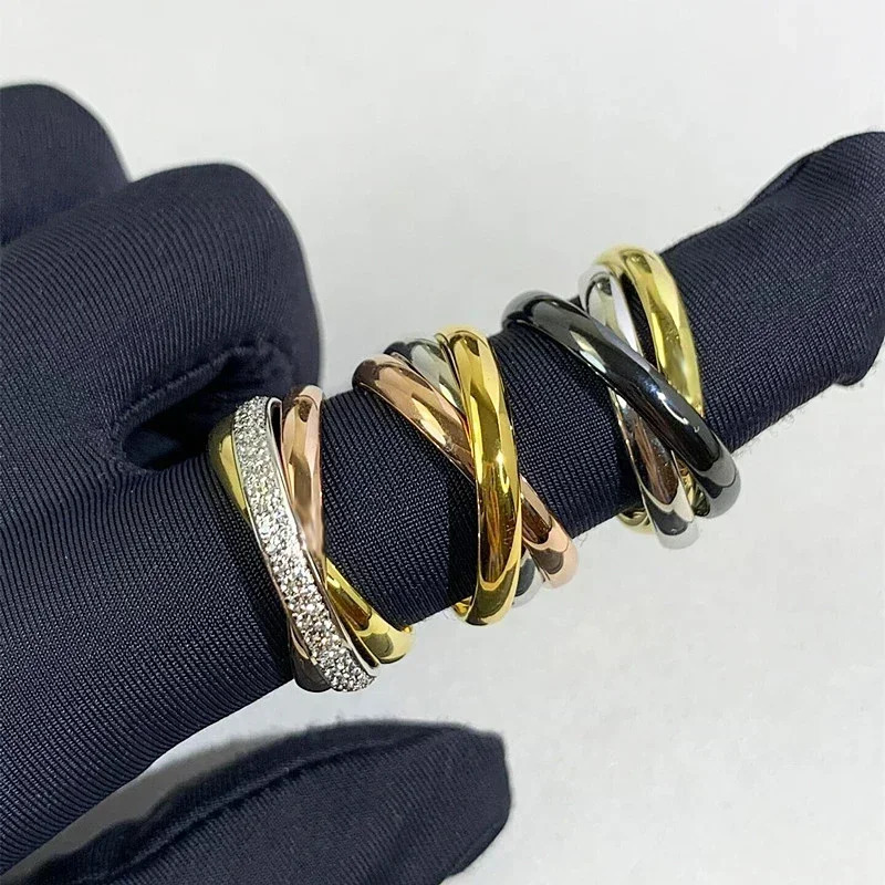 selling classic 925 sterling silver three-ring ring Ladies personality fashion trend jewelry couples gift 250721