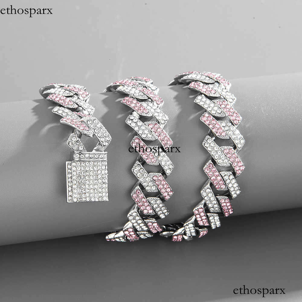 Miami Hip Hop Jewelry 15mm Cuban Chain Gold Plated Iced Out Prong Iced Setting Necklace CZ Diamond Prong Cuban Link Chain