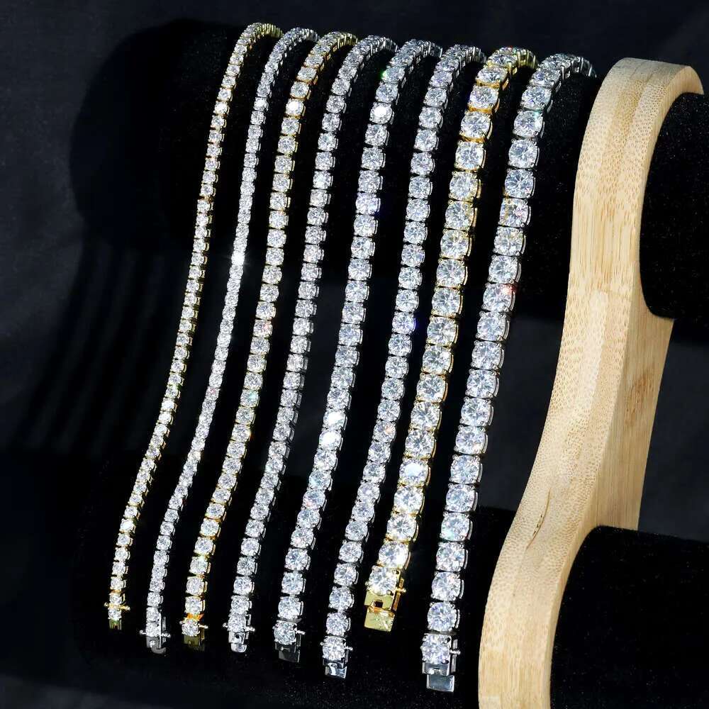 Fine Jewelry Bracelet Necklace 4mm 5mm 6.5mm Custom 10k 14k Gold Plated Sterling Sier 3mm Moissanite Tennis Chain