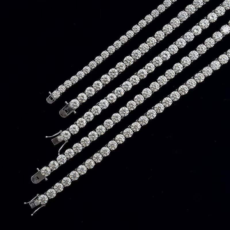 Pass Diamond Tester Fine Jewelry 925 Sterling Silver VVS Moissanite Tennis Chain Iced Out Hip Hop Tennis Chain Necklace
