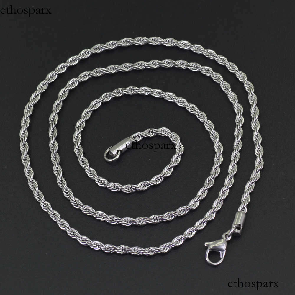 Best Selling 18K Gold Plated 316L Stainless Steel Rope Chain Necklace European Punk Titanium Steel Link Chain Rope Necklace