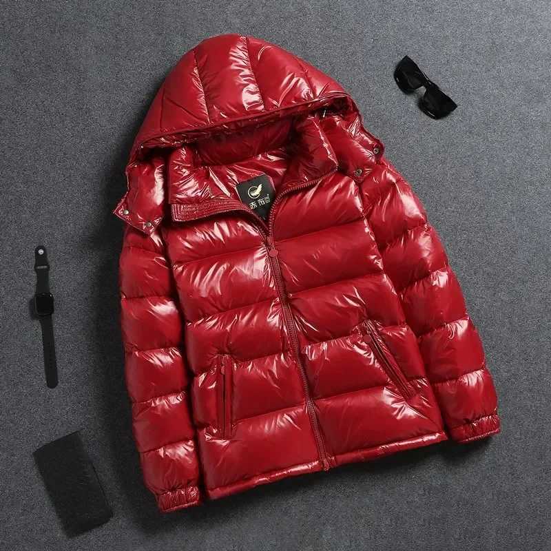 2025 Mens Winter Down Jacket Men Clothes Short Bright Thick White Duck Down Coat Ladies Warm Hooded Outerwear Mens Jacket W250722