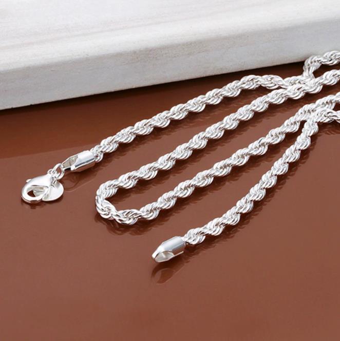 4mm Braided Necklace Sweater Chain Sier Jewelry Free delivery to your doorstep