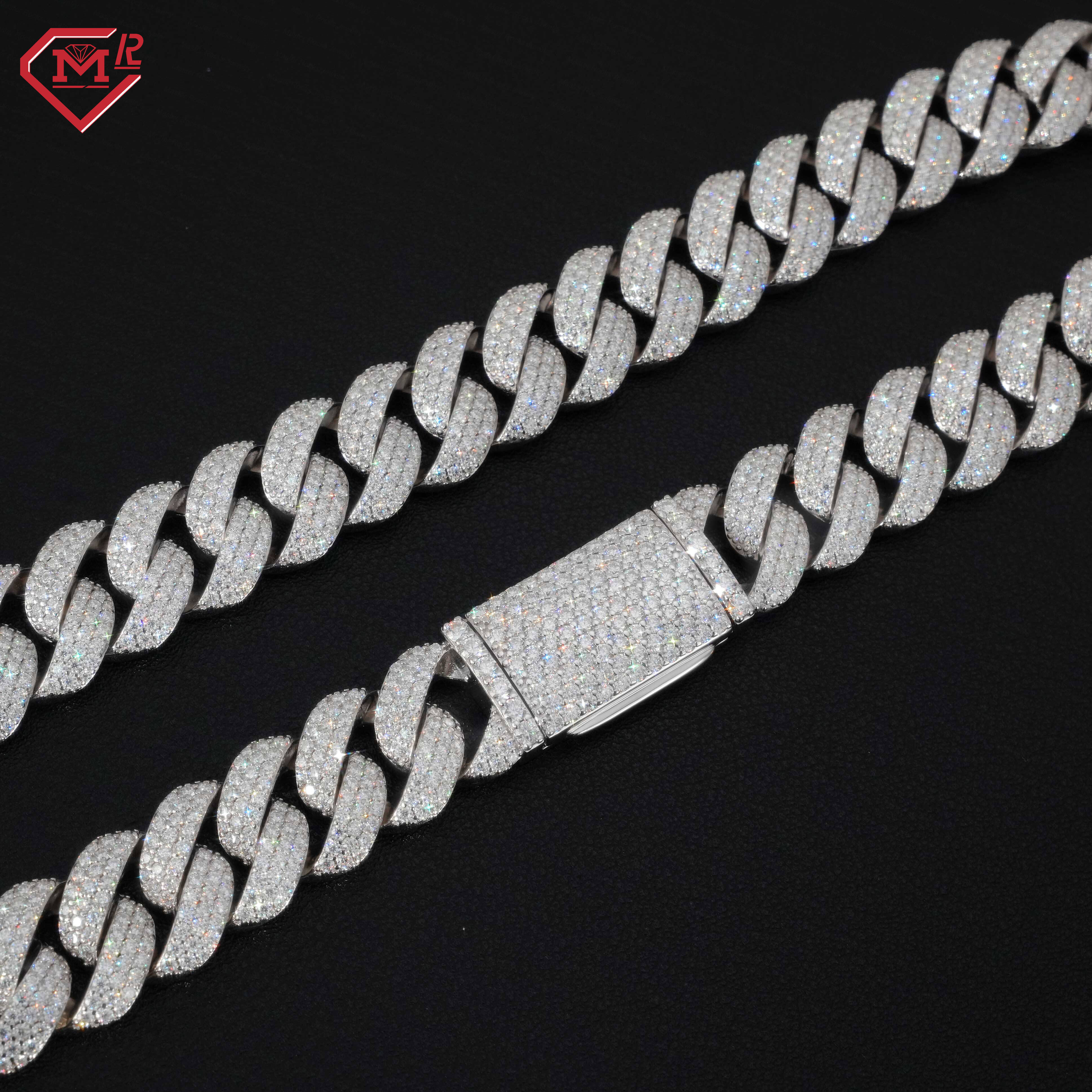 18MM Miami Moissanite Cuban Link Chain Stock 925 Sterling Silver Hiphop Jewelry Moissanite Cuban