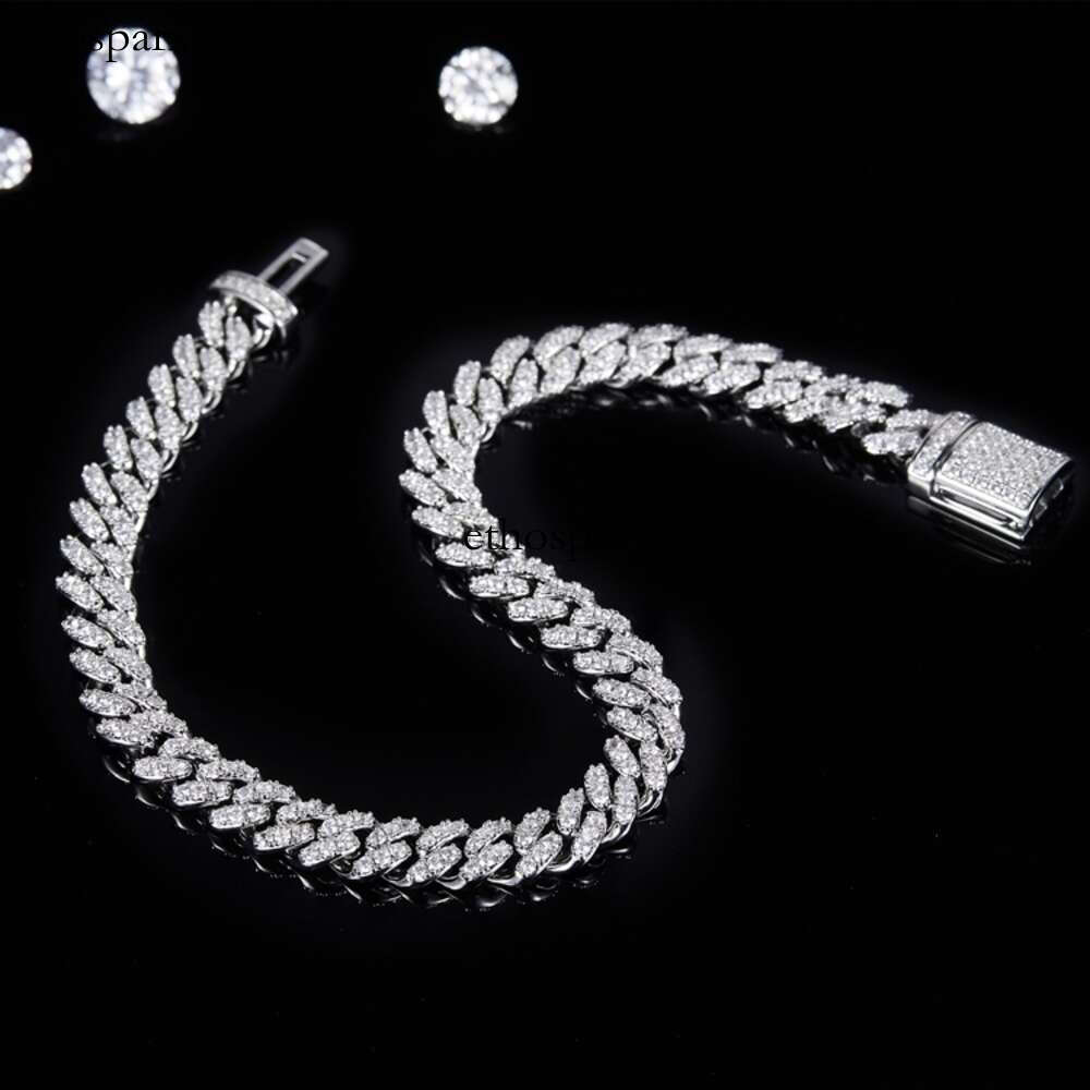 6mm hip hop iced out 925 silver necklace link cuban mossinate diamond vvs moissanite chain fine jewelry