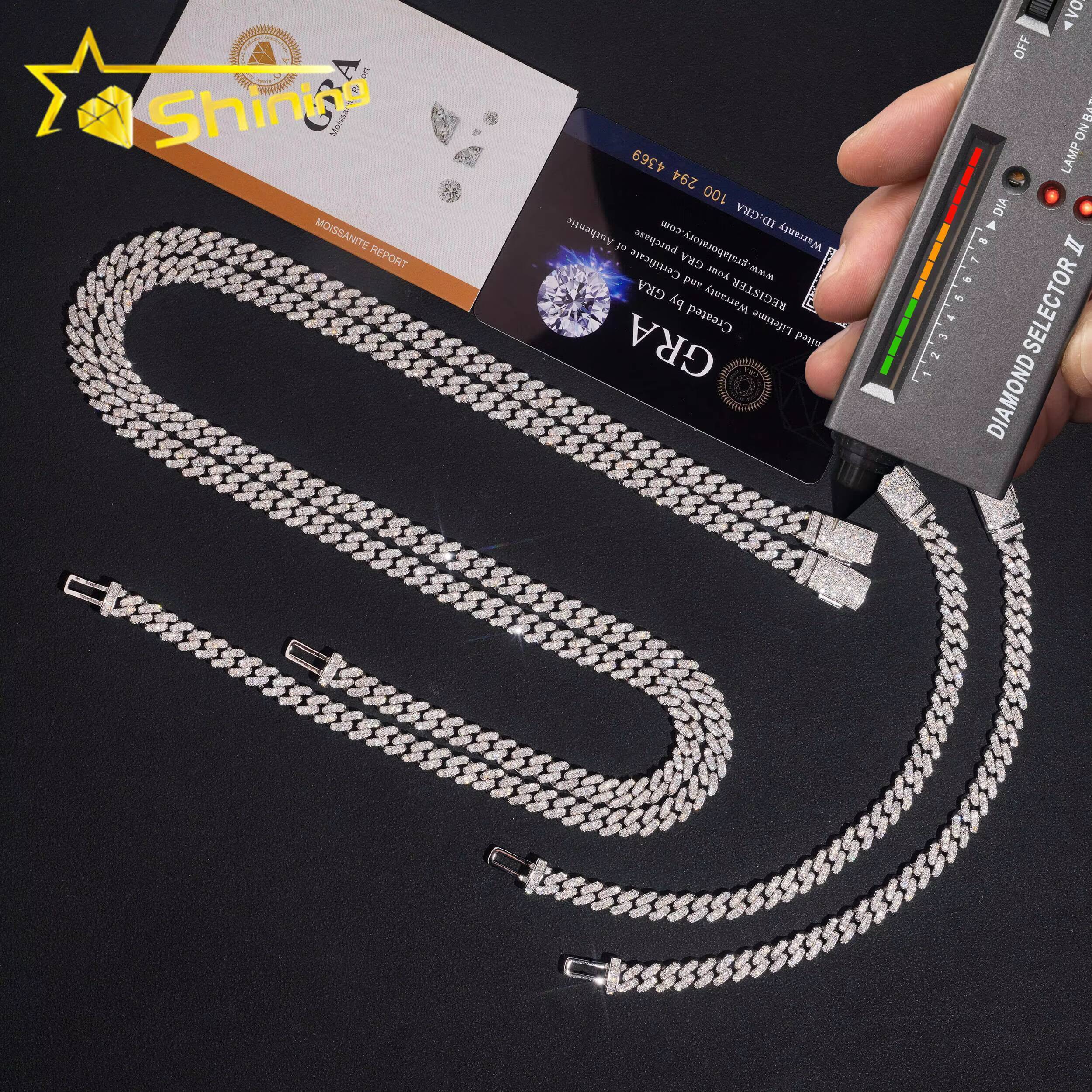 Hot Selling USA Warehouse Ready to Ship 6mm 925 Solid Silver Hip Hop Jewelry Iced Out VVS Diamond Cuban Link Chain Moissanite