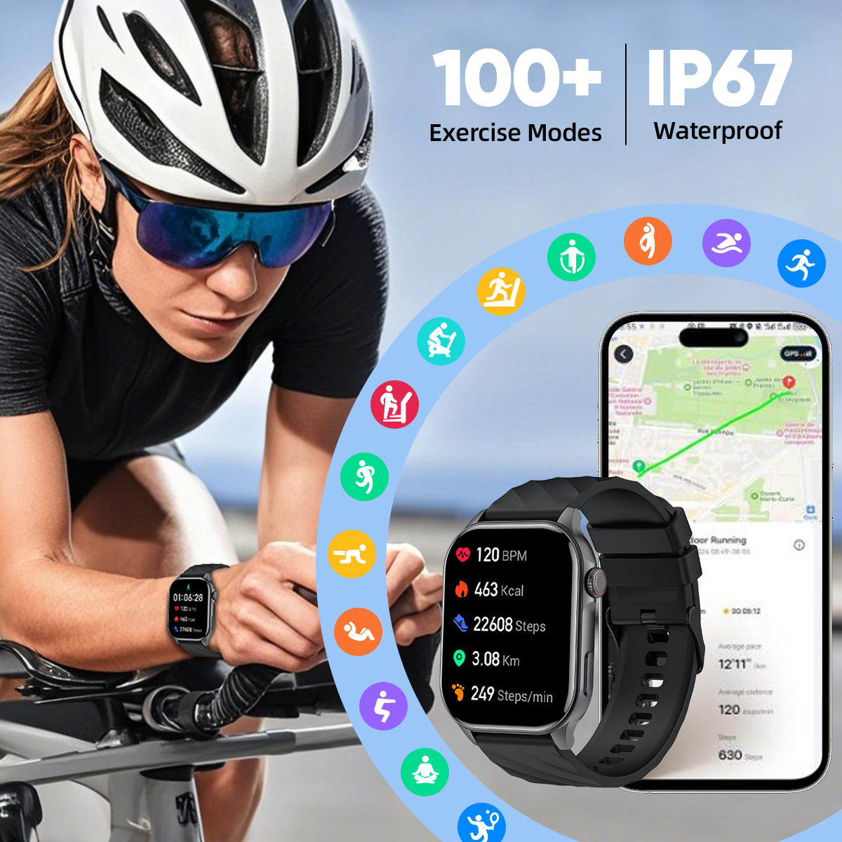 LIGE Fitness tracker with heart rate monitoring/peeper/calorie, activity tracker smartwatch sleep monitor IP68 health tracker pedometer, suitable for 