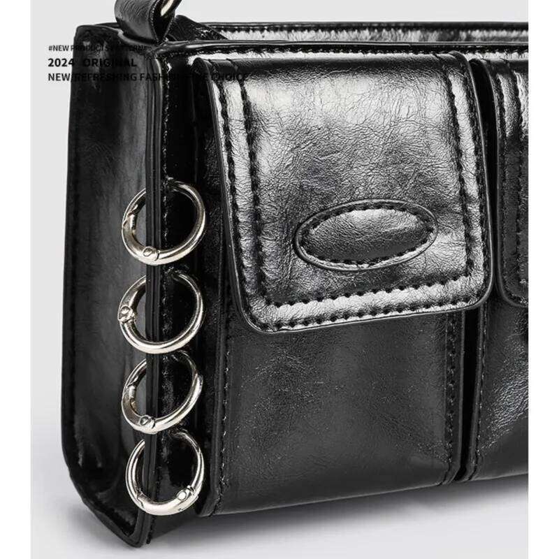 Hot Girls Black Shoulder Purse Women High Street Pocket Chic Casual Crossbody Bags Ladies Versatile Bolsos De Mujer