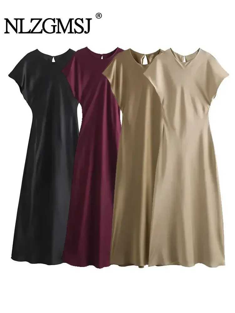 TRSHE Midi Satin Dress Women Long Dresses For Women Chic And Elegant Evening Dresses Fe Party Dress XJ250722