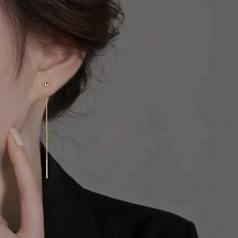 Fashion Dangle Earrings For Women Geometric Ball Long Tassel Chain Drop Silver Color Earring Minimalism Ear Line Kpop Jewelry XJ250722