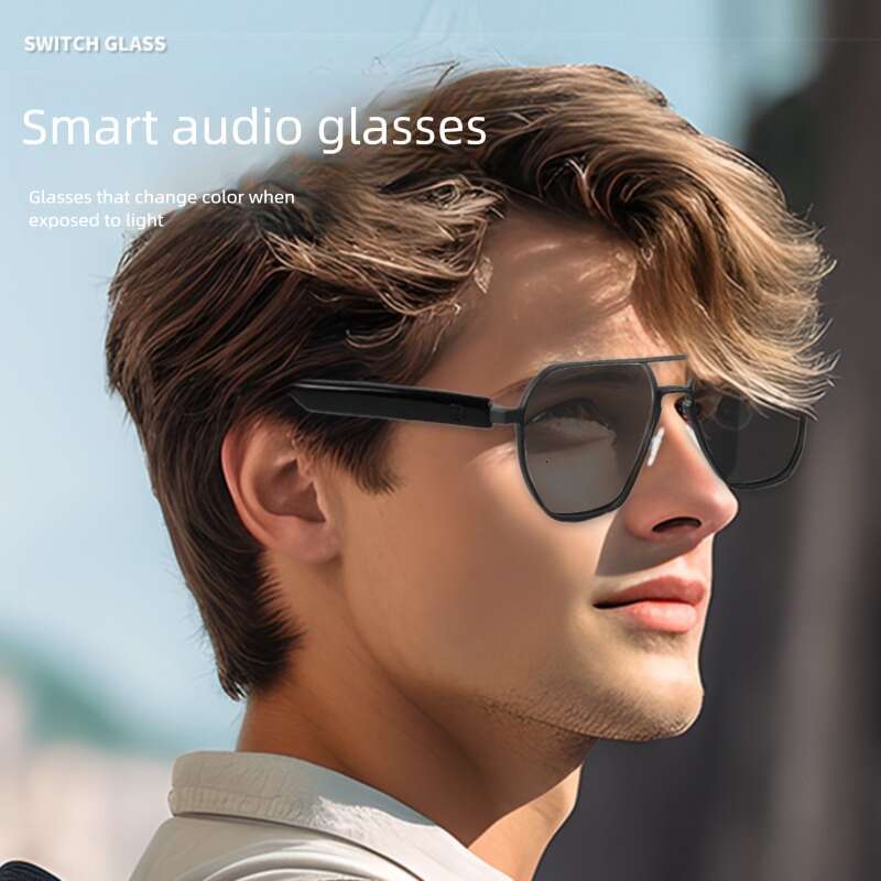 Designer brand smart bluetooth glasses GS punk metal double beam of light magnetic outdoor photochromic lenses