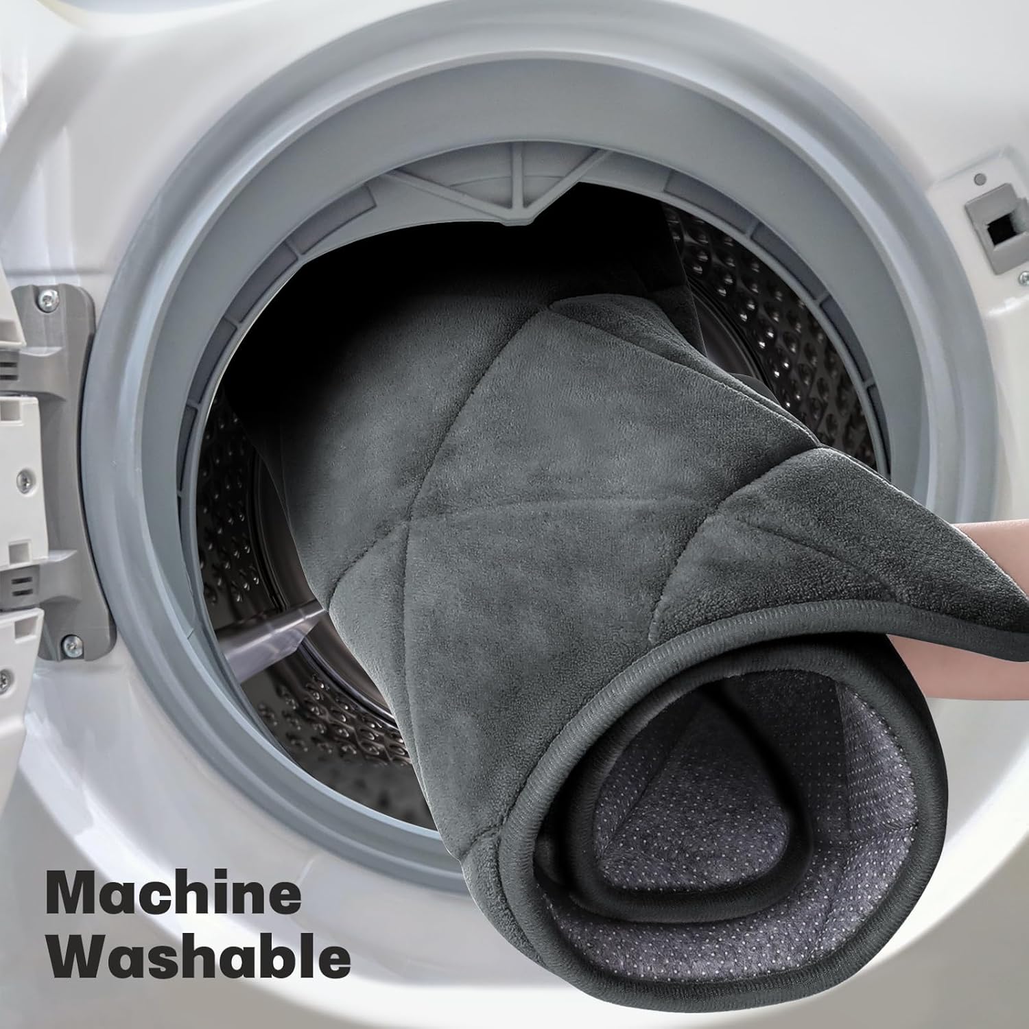 Memory Foam Plaid Quilt Bathroom Rug Set Non-Slip Highly Absorbent Quick-Drying Machine Washable for Toilet Zones Floor (41*61+51*81+51*61cm)