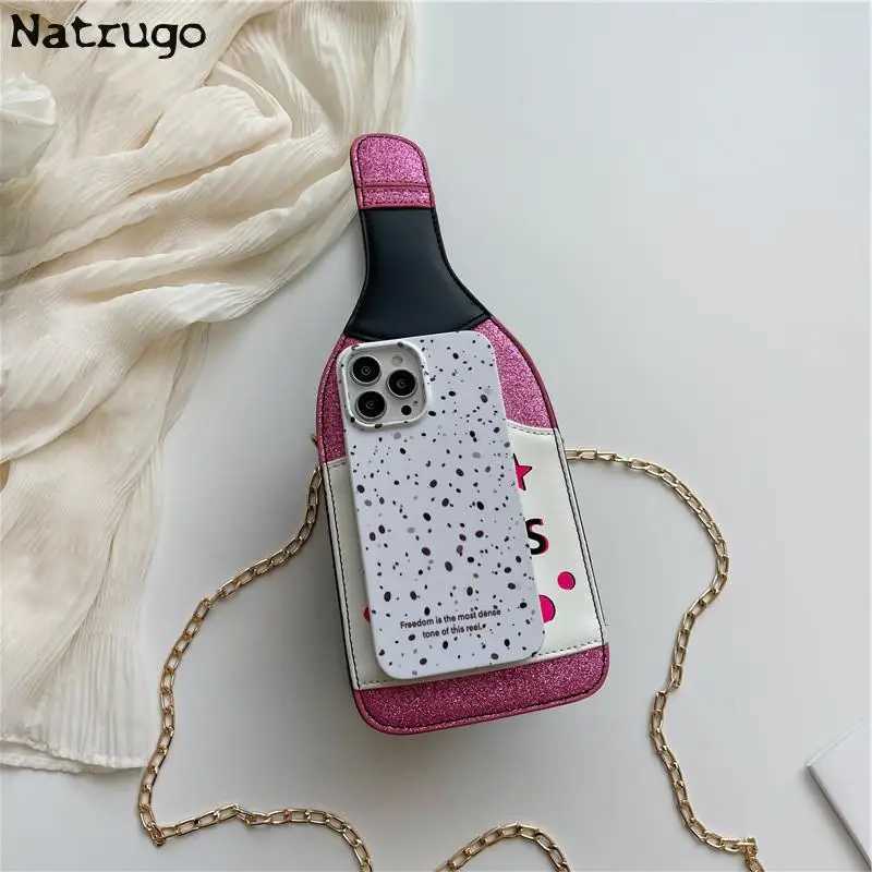 Creative Bottle Shape Chains Crossbody Bags for Women Designer Funny Shoulder Bags Cute Lovely Small Purse And Handbag Y250722