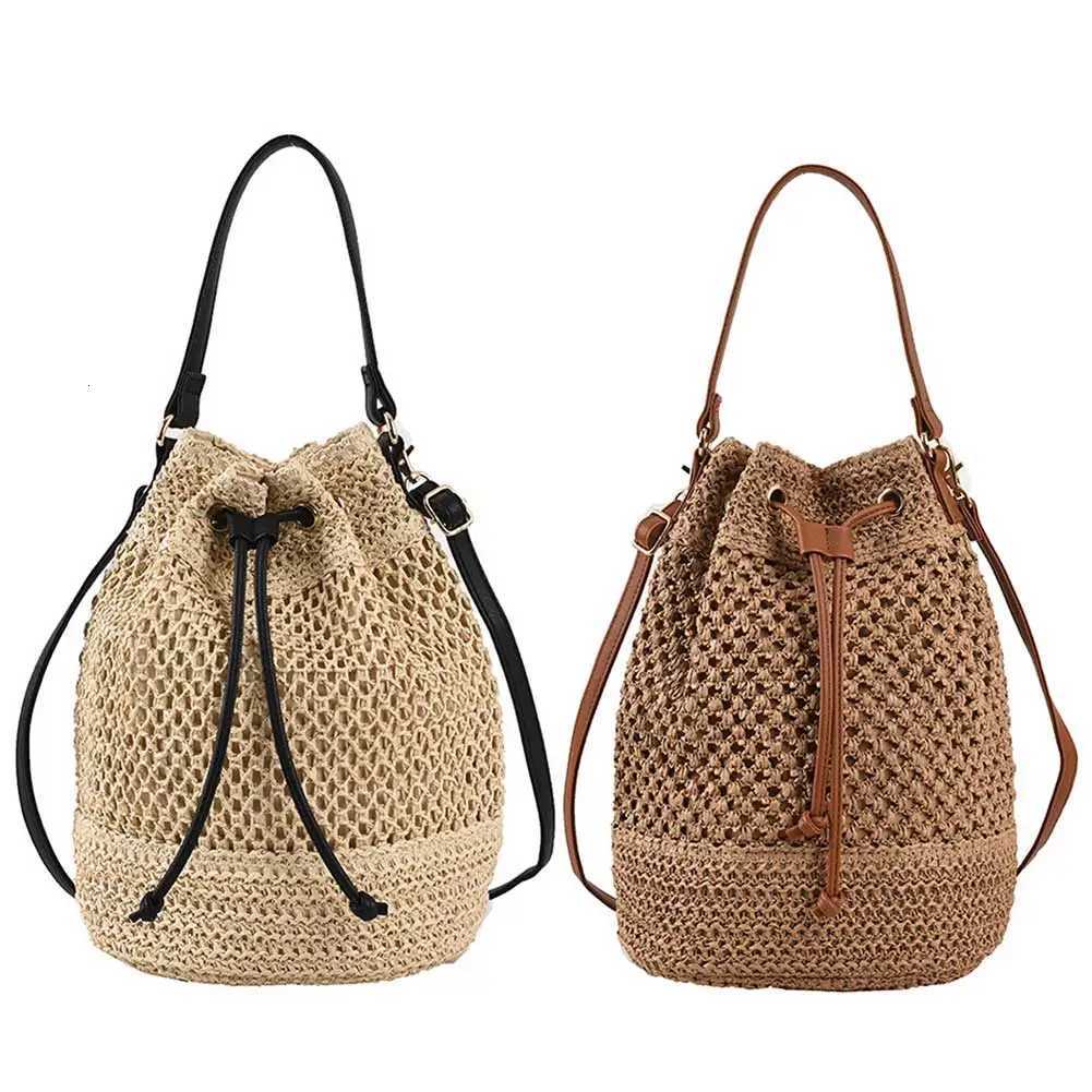 Summer Shoulder Bag Drawstring Strap Beach Crossbody Bags Adjustable Strap Fi Casual Portable Elegant for Weekend Shoulder Y250722