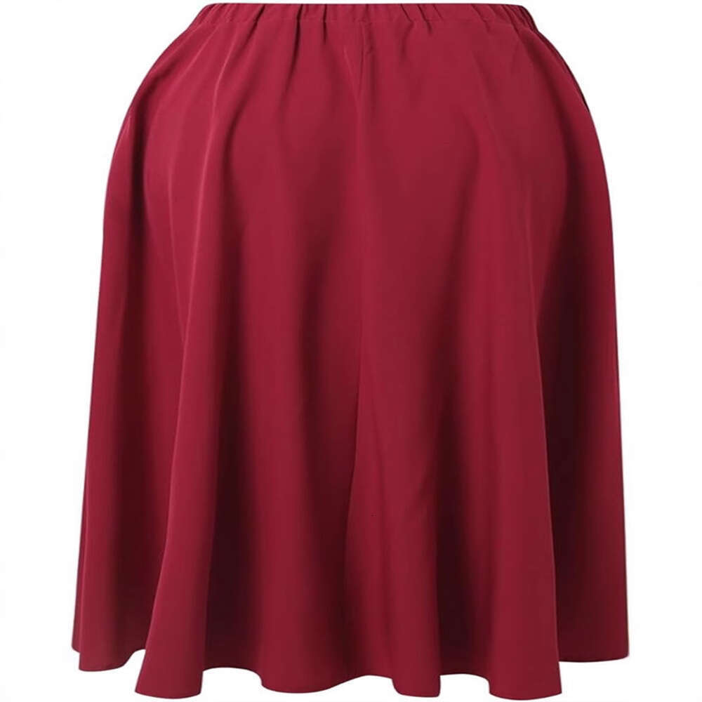 New Style Swing Elastic Waist Tie Print Double Pocket Midi Skirt For Women B5