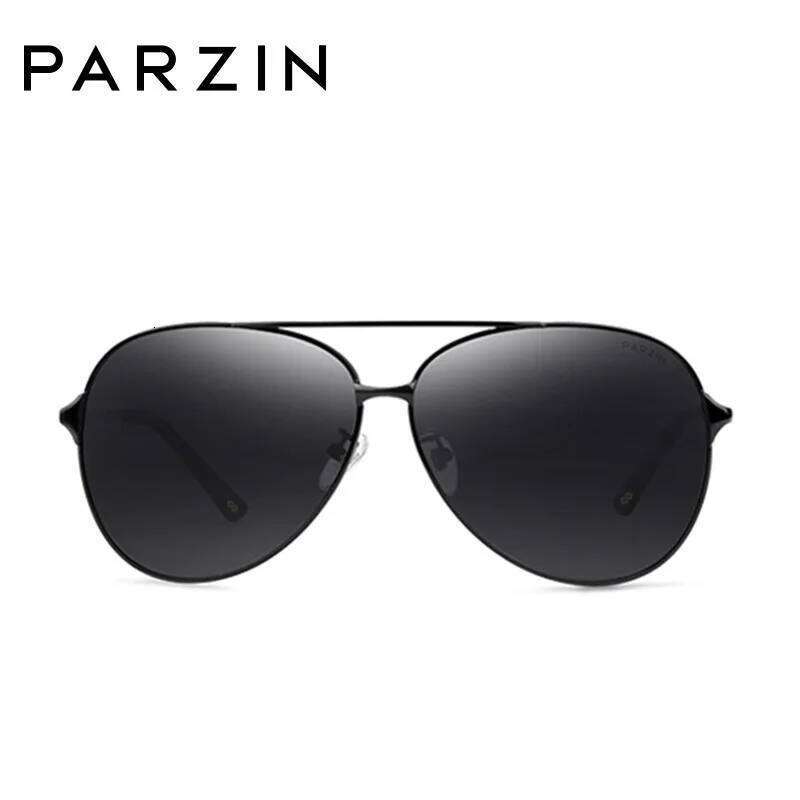 PARZIN Classic Aviation Sunglasses Men Women Brand Design Alloy Frame Pilot Polarized Sun Glasses For Driving Male Black UV400