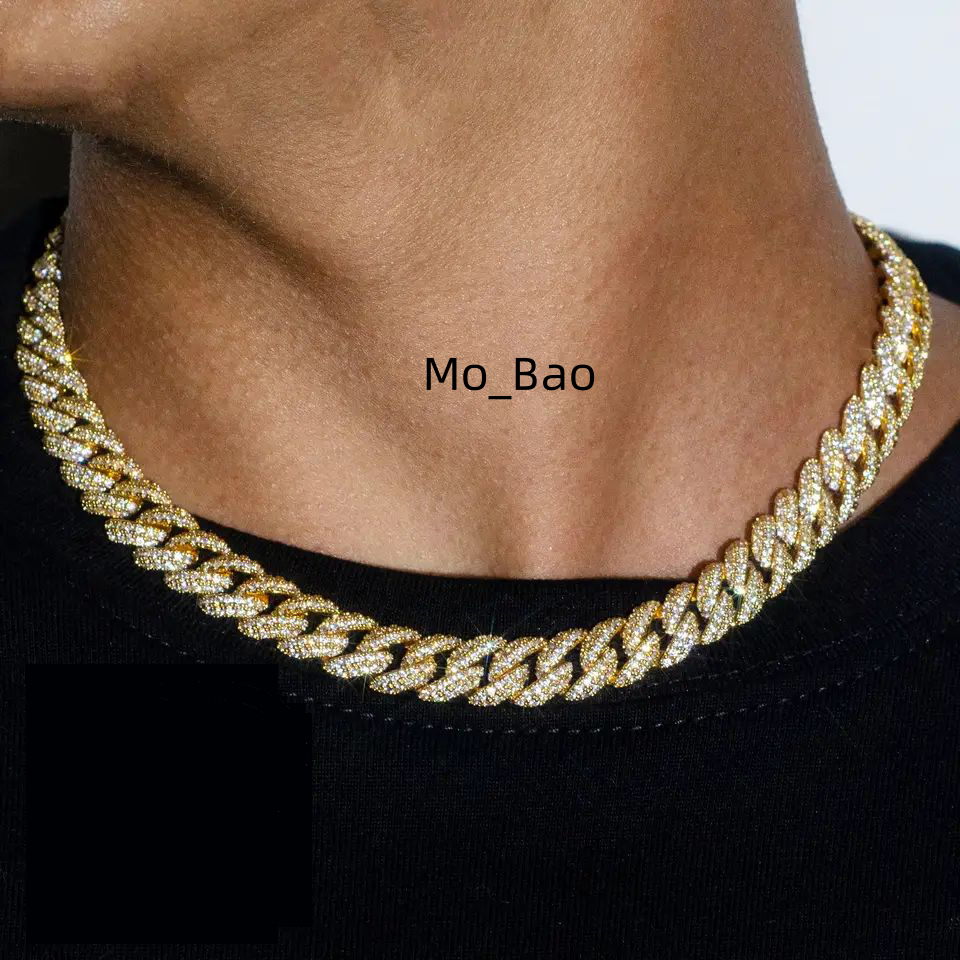 Hot Selling 9MM Real Gold Vvs Moissanite Cuban Chain Necklace Iced Out Round Brilliant Cut Diamond Cuban Bracelet Fine Jewelry