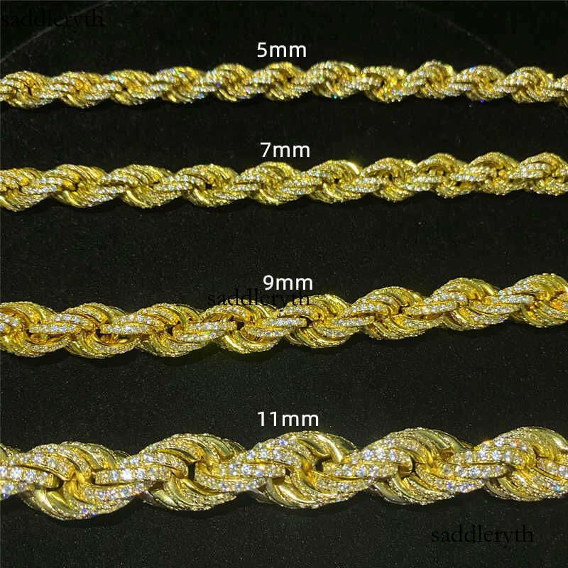 Vvs1 7mm 9mm 11mm Rope Bracelet Sier 5mm Necklace Iced Moissanite Dia Clasp Sterling Cuban Chain Hip Hop Out Scees