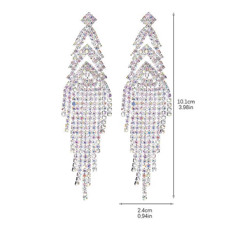 Rhinestone Sparkling Drop Earrings Silver Prom Wedding Chandelier Earrings Long Tassel Earrings Jewelry For WomenXJ250722