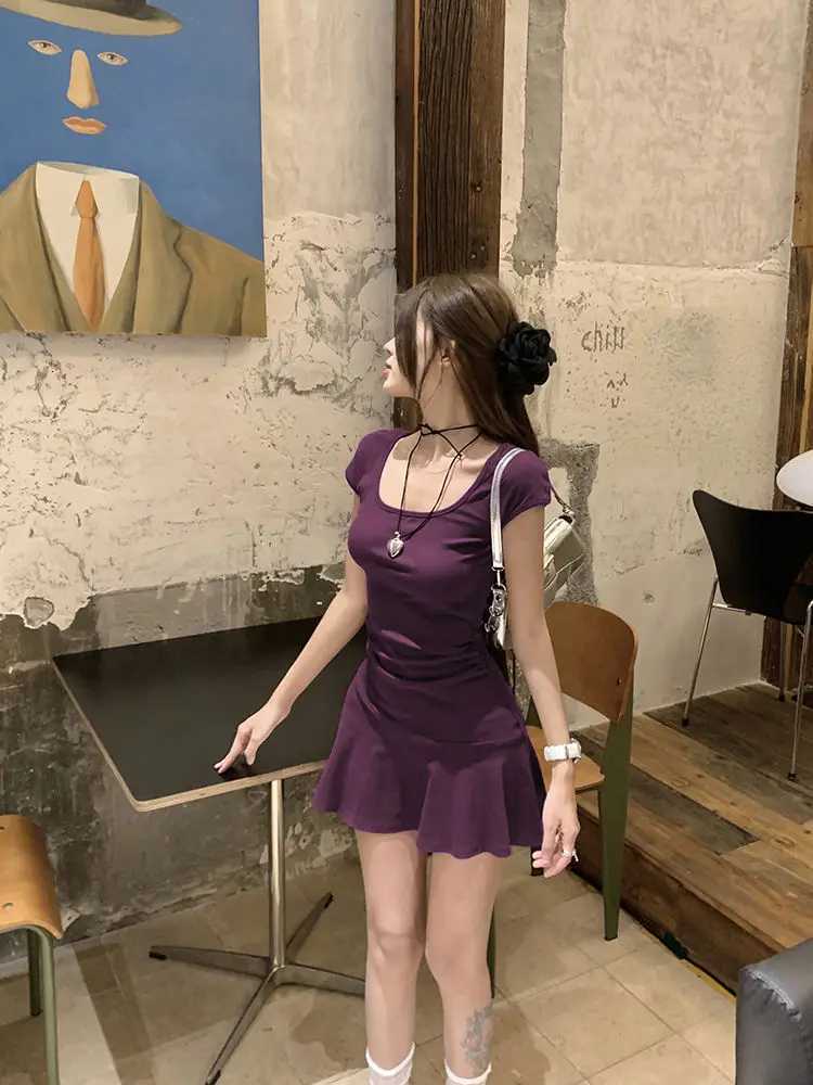 New Women Slim Temperament Black Mini Dress Sexy Summer Knit Waist Skirt Spice Girls Dresses Bodycon Dress High Quality XJ250722