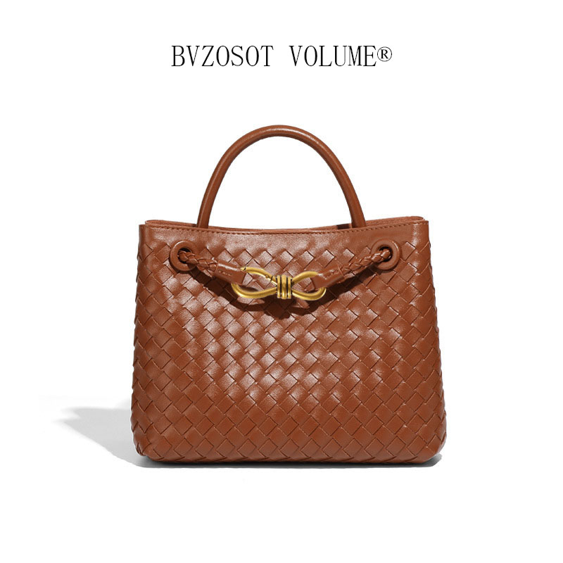High - end textured large - capacity handbag hand - woven bag personalized and simple shoulder - crossbody bag for women