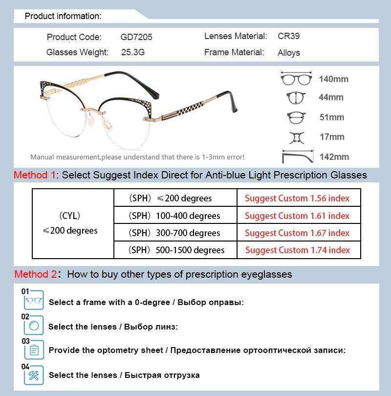 SZTZX Rimless Metal Cat Eye Magnet Clip On Reading Women Hyperopia Myopia Prescription Glasses with Polarized Sunglasses