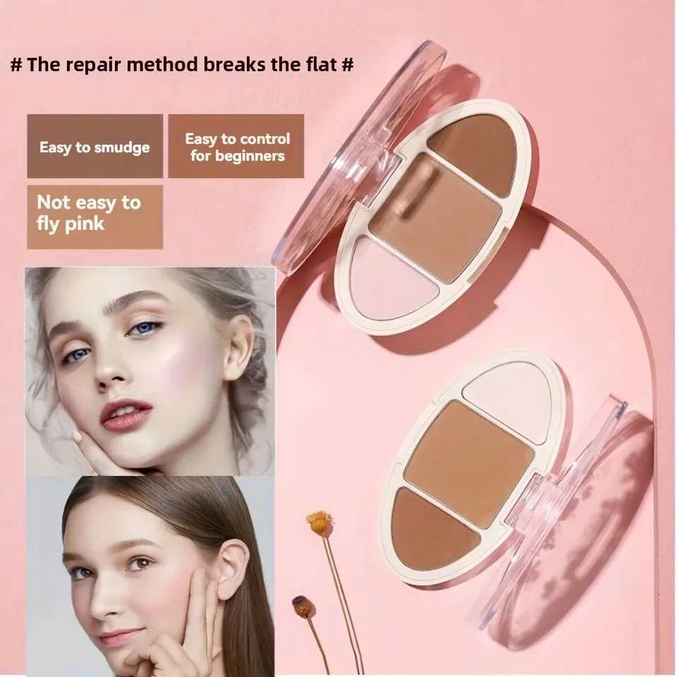 3 Color Contour Palette Face Sculpting Nose Shading Trio - Highlight Contour Bronze in One Compact for Defined Features W250722