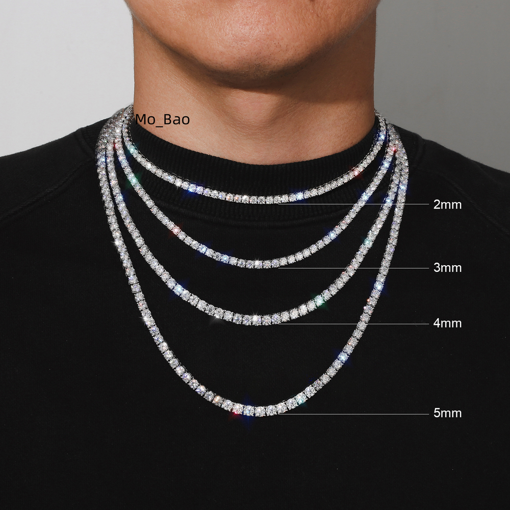 Wholesale Price Moissanite Diamond VVS Chain 2mm 3mm 4mm 5mm 925 Sterling Silver Men Women Iced Out Tennis Bracelets Necklaces