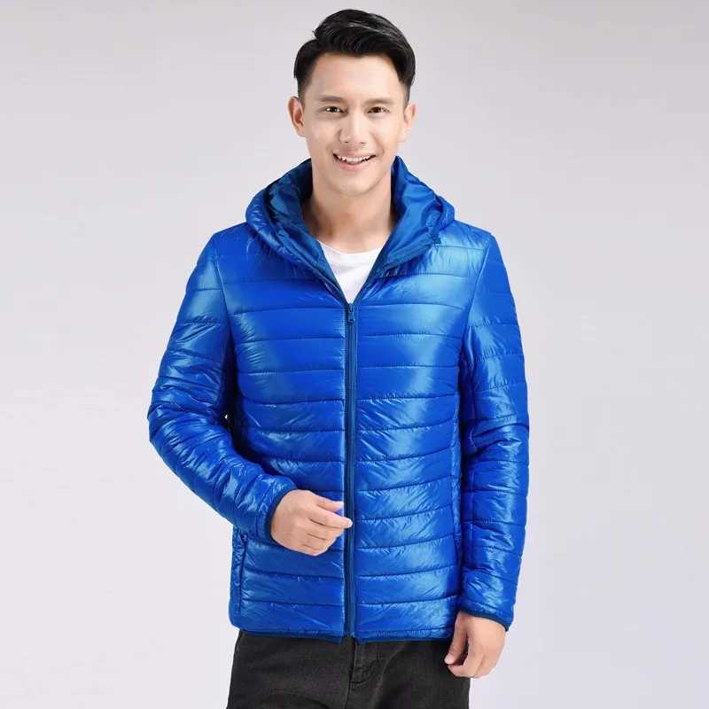 New Brand Autumn Winter Light Down Jacket Mens Fashion Hooded Short Large Ultra-thin Lightweight Youth Slim Coat Down Jackets W250722