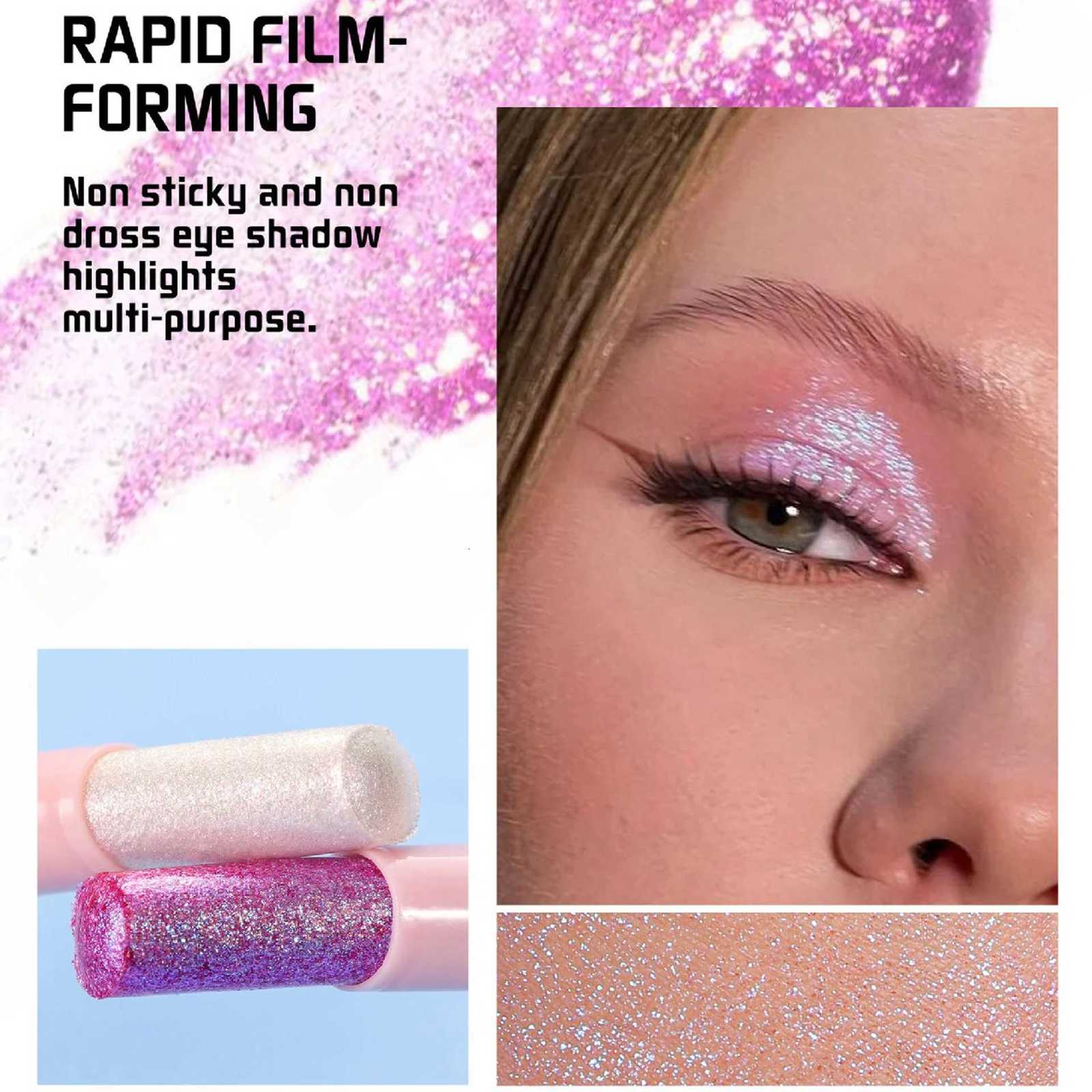 Jelly Eyeshadow Highlight Stick Glitter Shimmer Long-Lasting High Pigment for Valentines Day Party Beach Travel Holiday Makeup W250722