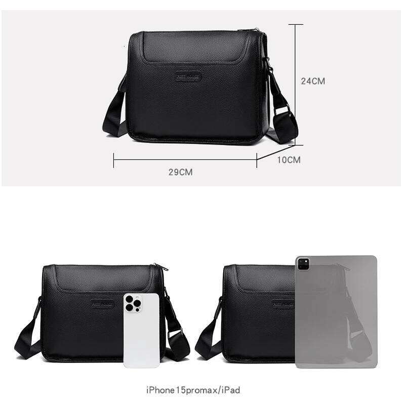 Men's Genuine Leather Shoulder Bag Retro Original Cowhide Horizontal Crossbody Deluxe Flap Messenger Bags For 11 Inch Ipad