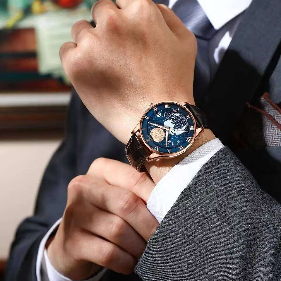 DHwatches POEDAGAR Men's Slim Waterproof Watch - 50M, Luminous, Date Display, Ultra-Thin 6mm, Stainless Steel, Quartz Wristwatch
