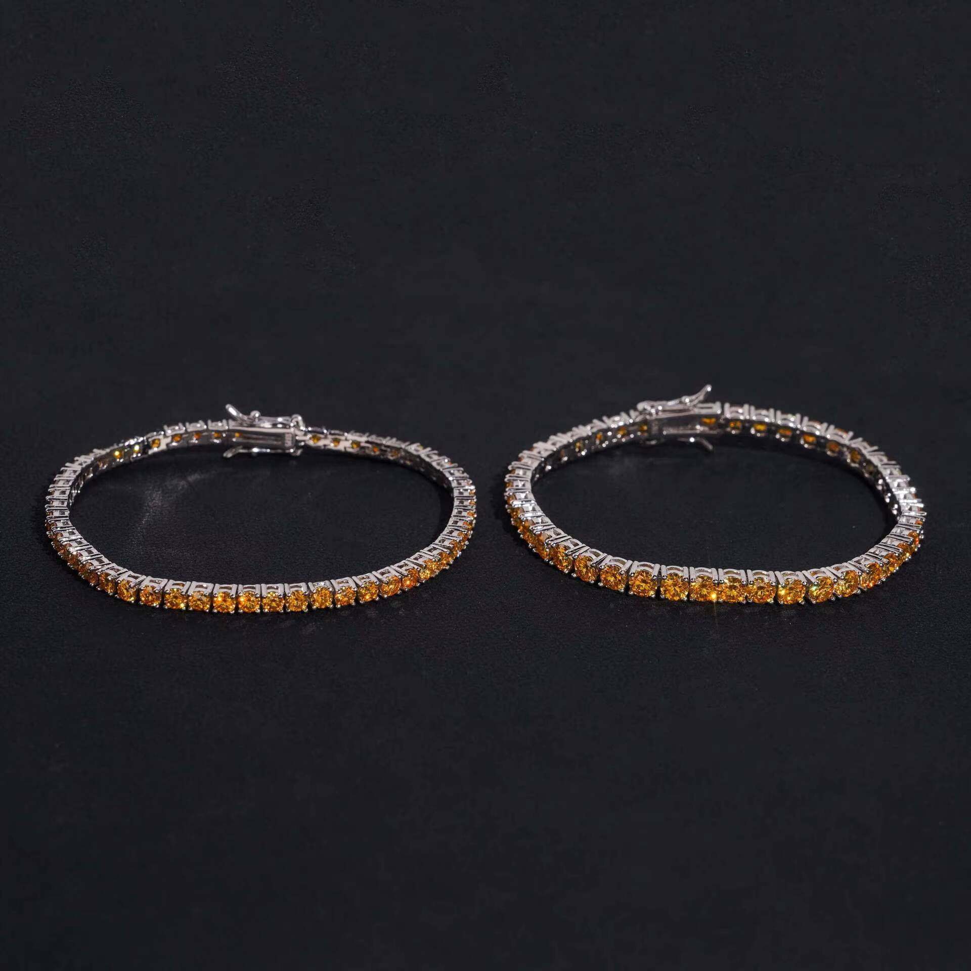 Hip Hop Fine Jewelry 925 Sterling Silver 3mm Iced Out Yellow Moissanite Tennis Chain Necklace for Man Gift