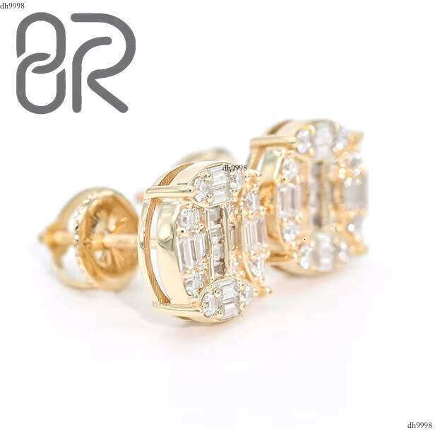 10K 14K Studs Real Gra Certified French Long Stick Cut Vvs Moissanite Gold Earrings