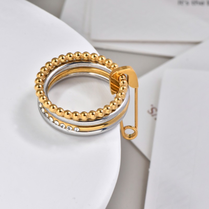 Designer Jewellery High Quality Multi Layer Stacked Titanium Steel Non Fading Ring Cross Border Popular Textured Jewelry Gift