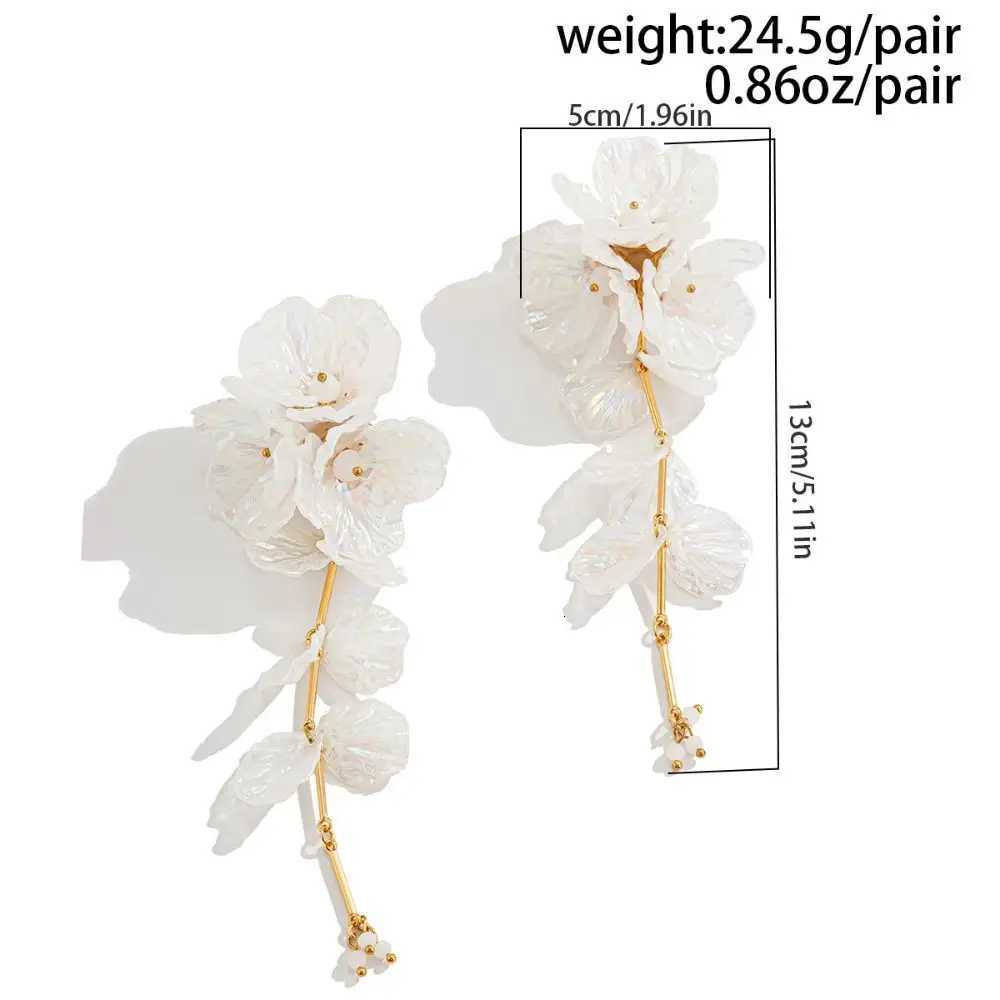 Elegant White Flower Stud Earrings For Women Colorful Enamel Flower Rhinestone Tassel Hanging Drop Earrings Party Jewelry GiftsXJ250722