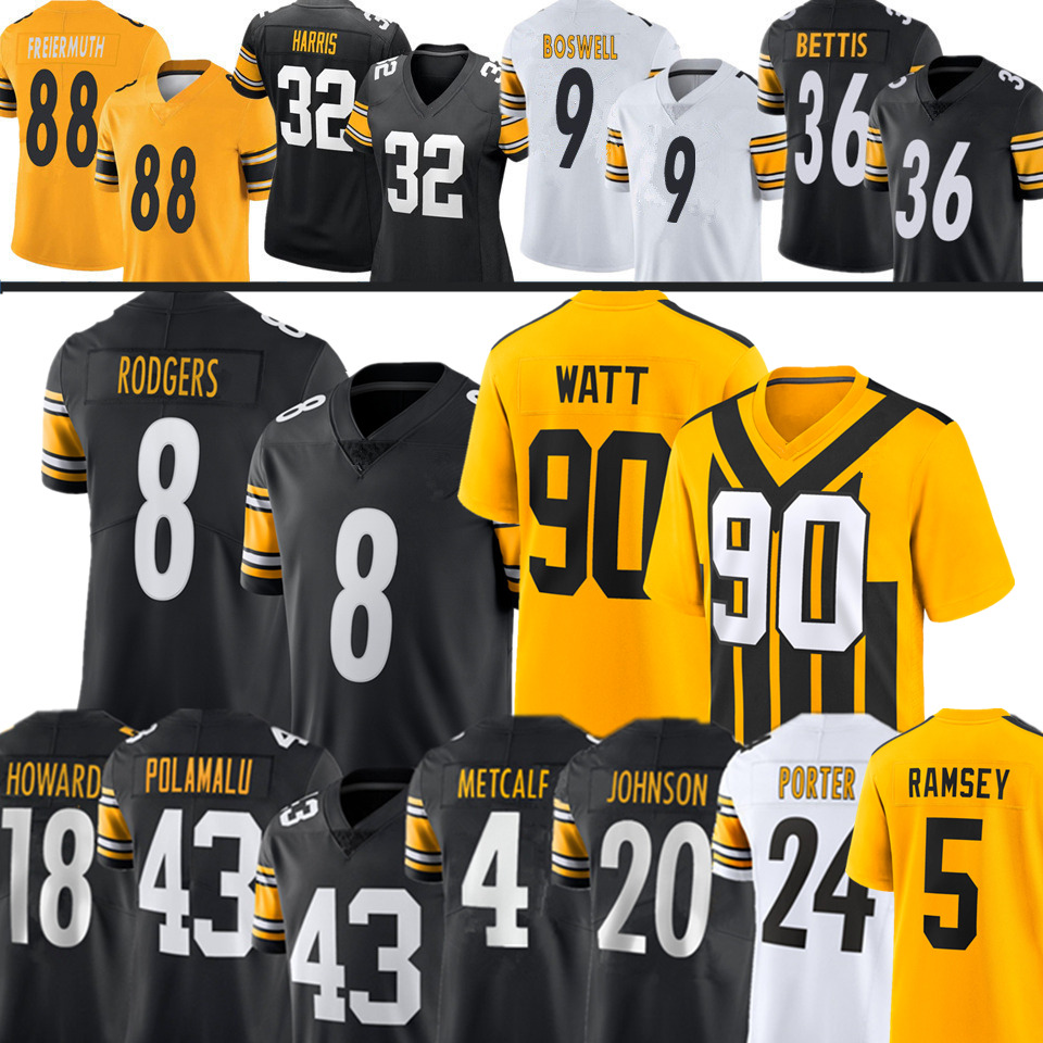 Aaron Rodgers DK Metcalf TJ Watt Football Jersey Will Howard Chris Boswell Porter Polamalu Freiermuth Kaleb Johnson Jalen Ramsey Jaylen Warren Jack Sawyer Heyward