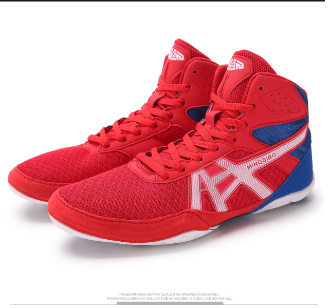 Men's High Top Wrestling Shoes Non Slip Professional for Sanda Squats Martial Arts & Boxing Competitions