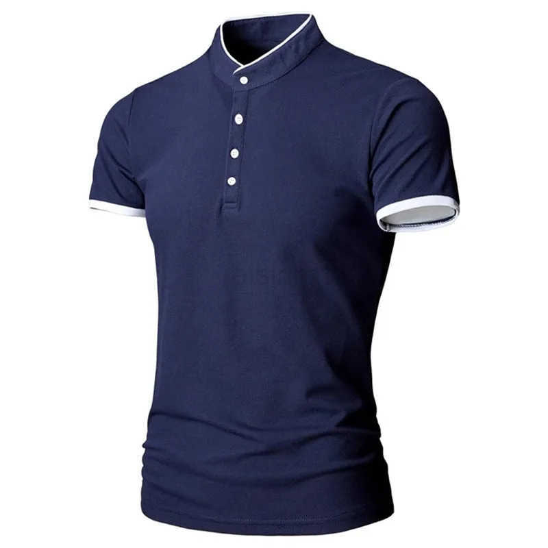 Fashion Brand Polo Shirt Mens Summer Mandarin Collar Slim Fit Solid Color Button Breathable Casual Polos Mens T-shirts Top Z250722 - view 3