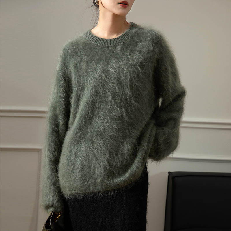 Autumn and winter new round neck pullover warm sweater 100% cashmere loose lazy wind cashmere sweater female hot-sale products