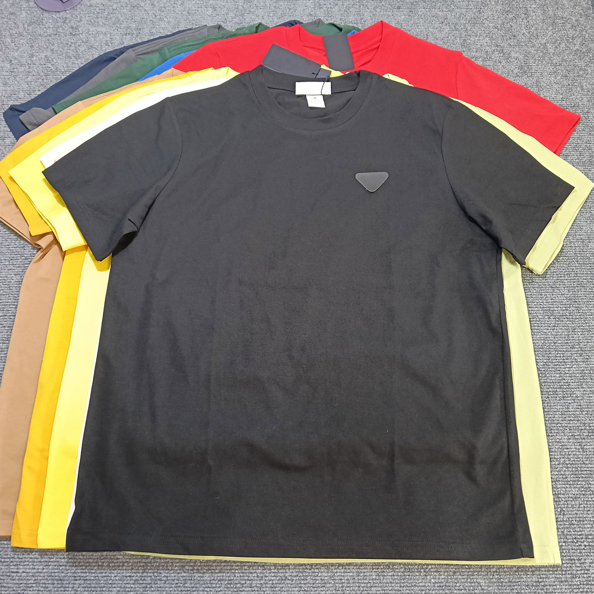 Designer Shirts Triangle Patch Sew on chest EU size XXXS-3XL Brand T shirt 210gsm Summer Tees Breathable Cool Feeling