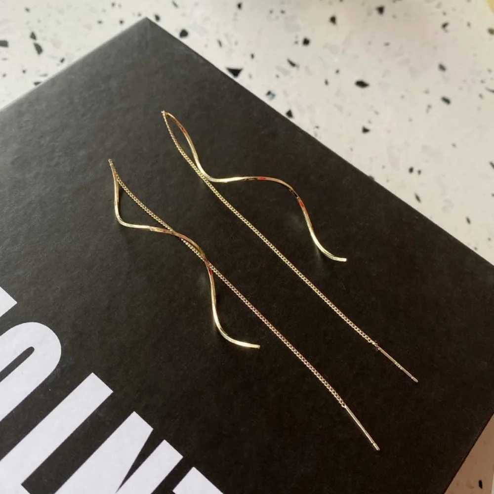 New Temperament Wavy Long Drop Dangle Earrings for Women Classic Spiral Stainless Steel Korean Earring Jewelry Gift XJ250722