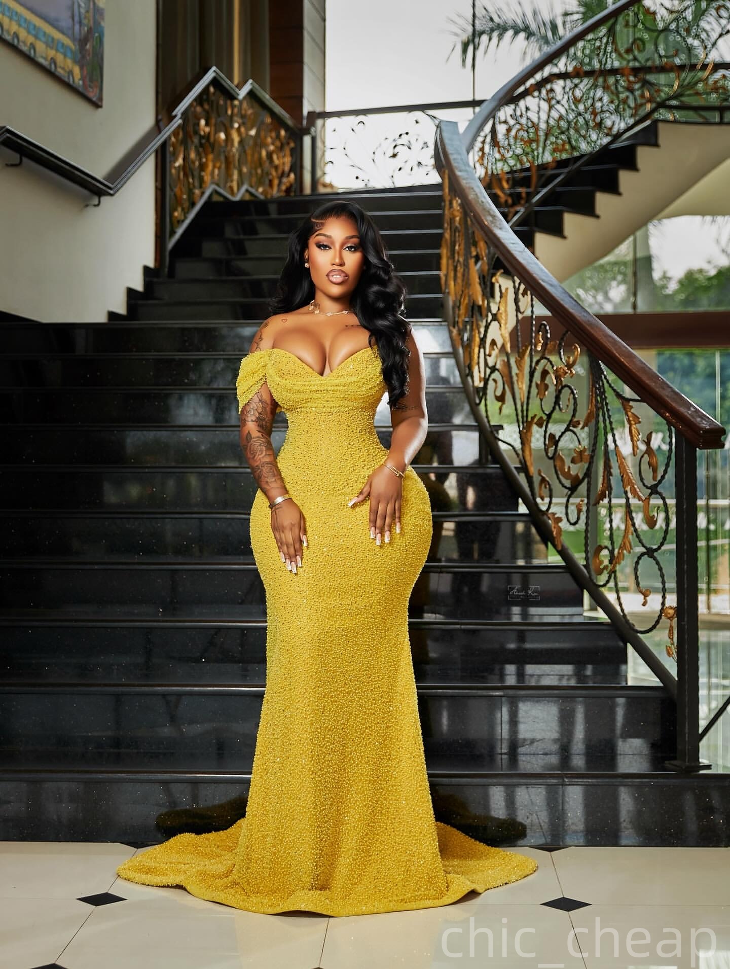 Yellow Mermaid Prom Dresses 2025 Sequined Sweetheart Sparkly Evening Formal Party Second Birthday Engagement Gowns Plus Size Dress For Special Occasio