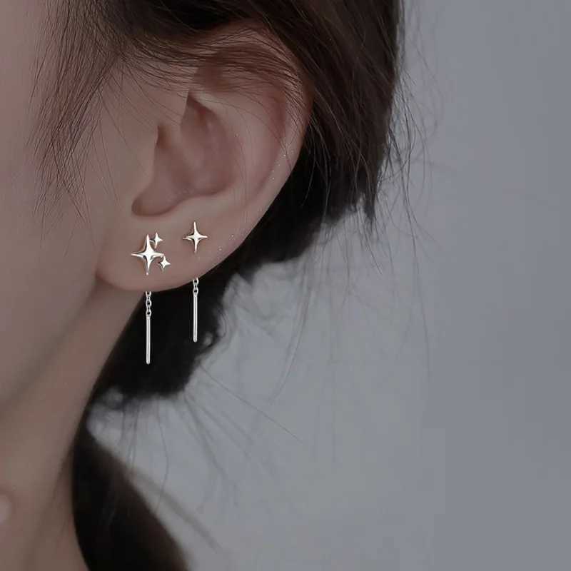 925 Sterling Silver Star Earrings for Women Girl Simple Tassels Chain Fashion Off Jewelry Gift Dropshipping XJ250722