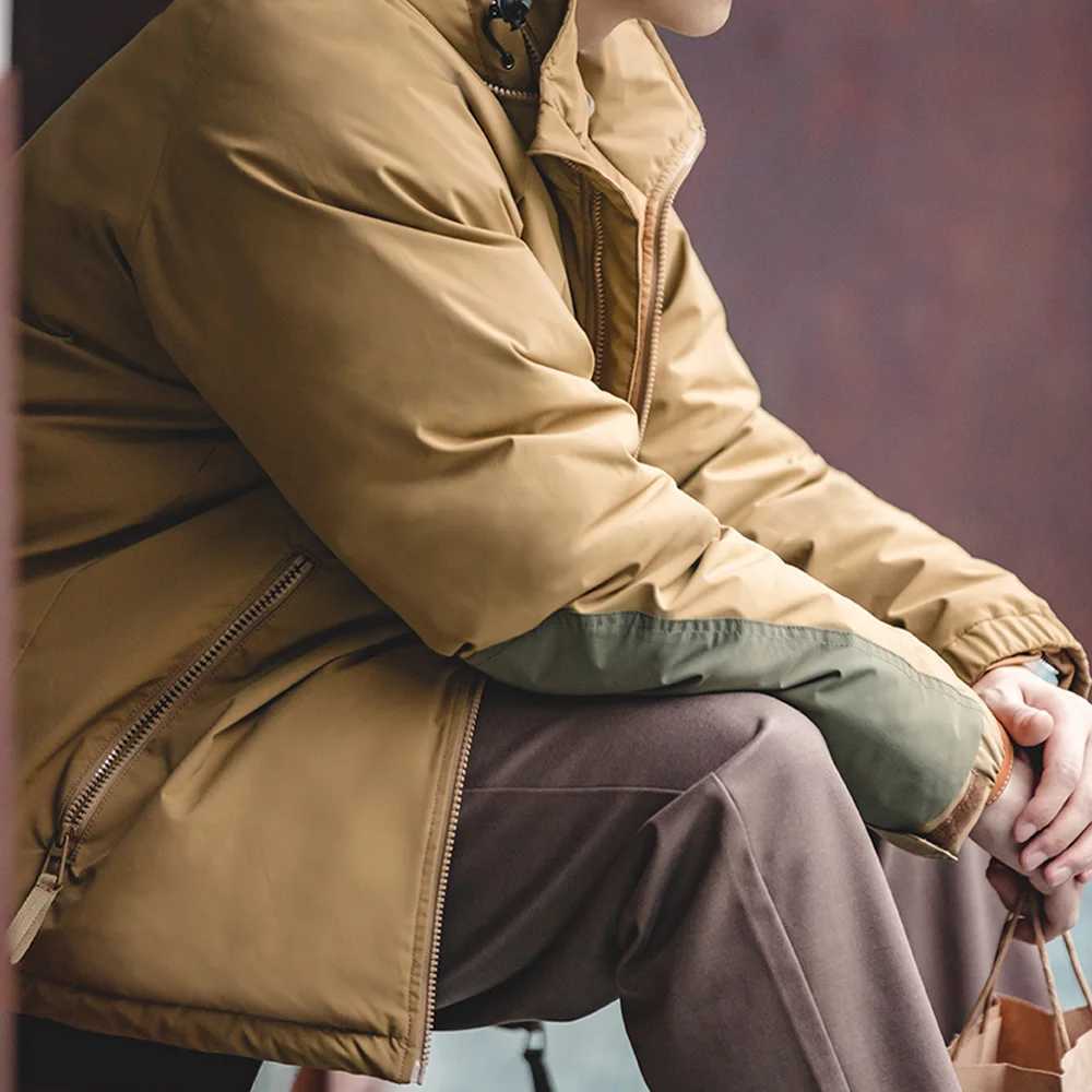 Madon Winter Hooded Down Jacket for Men White Duck Down Filling Thickened Warm Outer Coat Outdoor Windproof Parkas Black Jacket W250722