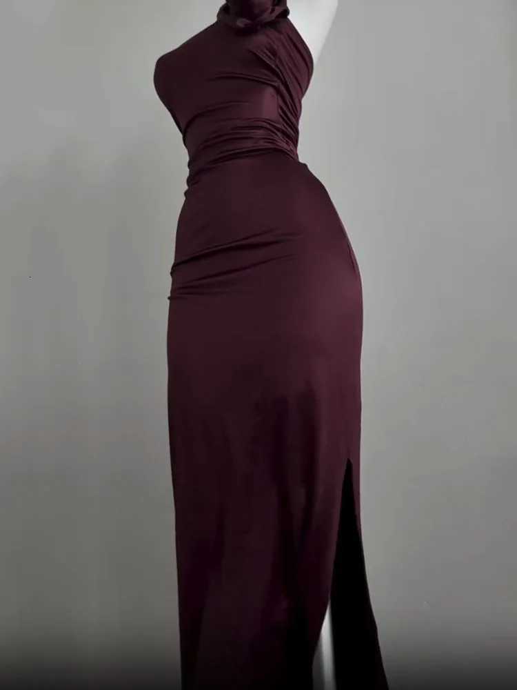 Sexy Strapless Backless Long Dress Women 2025 Summer Fashion Ribbon Flower Party Evening Dresses Sleeveless Bodycon Dress XJ250722