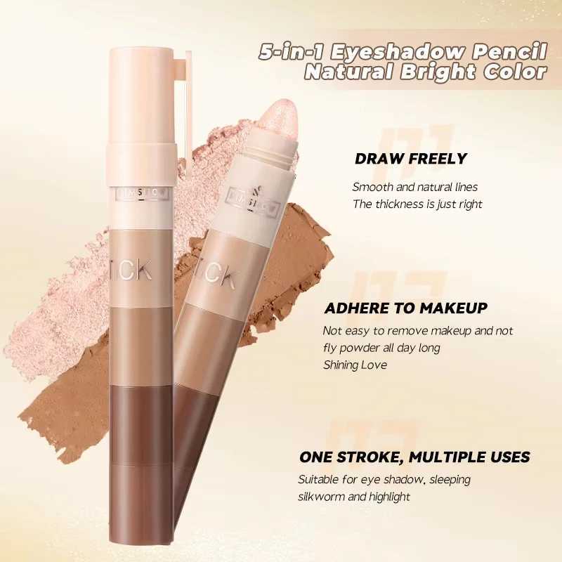 5-Color Matte Shimmer Eyeshadow Stick Easy To Use Waterproof Anti-Smudging And PortableW250722