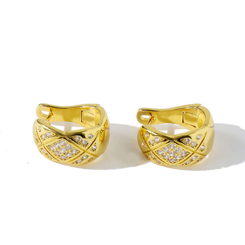 03 Dia-Studded Quilted Pattern Elegant High-End Ear Cuff Trendy Ins Style Earrings