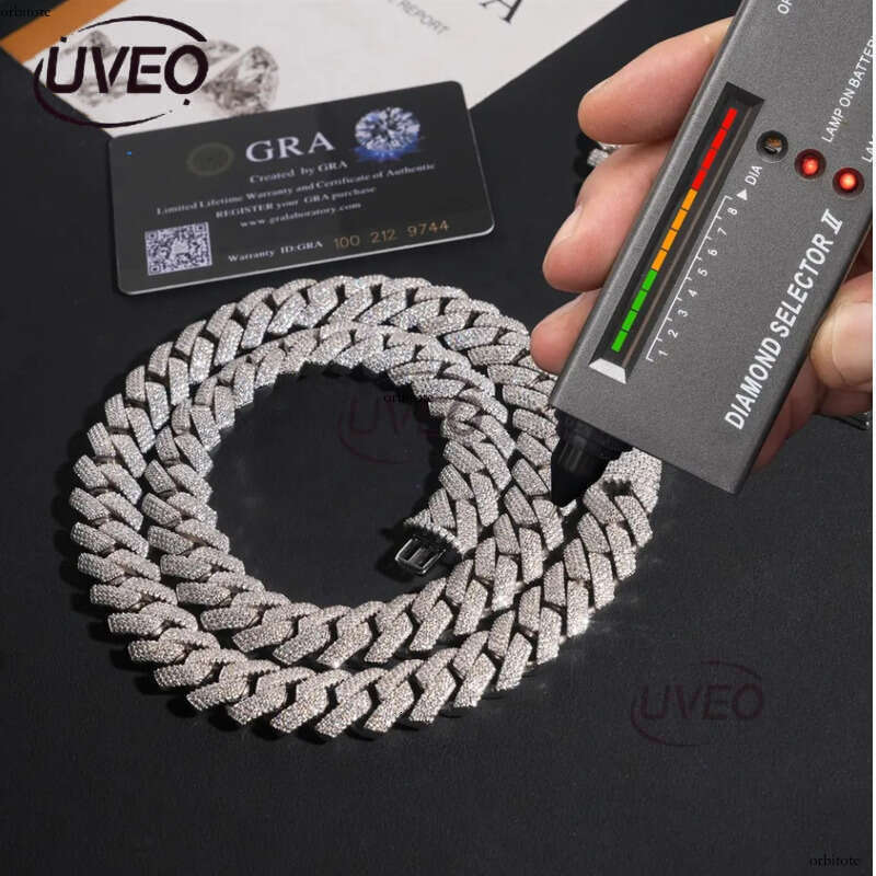 Jewelry 925 Iced Out Gold Sterling Silver VVS Moissanite Cuban Ring Hip Hop Pass Diamond Tester Pendant Cuban Link Chains Women High Quality Mens Gift