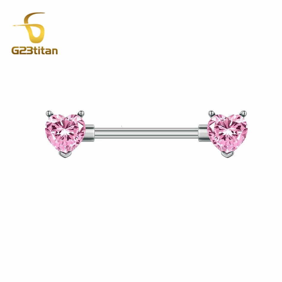 2pcs Pink Heart Zircon Nipple Ring Women Sexy Summer Accessories 12-20mm 14G Teat Piercing Bar Body Jewelry 250722